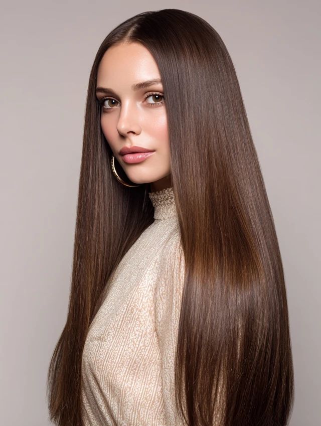 Supplied model with sleek long hair
