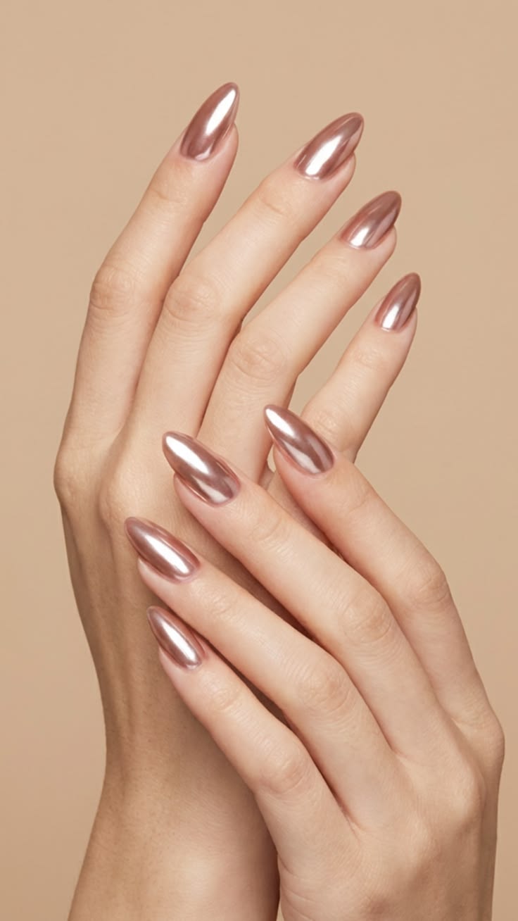 Supplied rose chrome nail inspiration